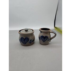 Rowe Pottery Works Creamer/Sugar Bowl Vintage 1987 Signed  EUC